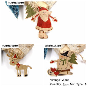 3PCS/Lot Multi Styles Printed Christmas Wooden Pendants Ornaments Wood Craft Gifts DIY Hanging Ornaments Christmas Decorations