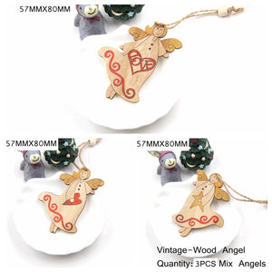 3PCS/Lot Multi Styles Printed Christmas Wooden Pendants Ornaments Wood Craft Gifts DIY Hanging Ornaments Christmas Decorations