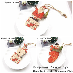 3PCS/Lot Multi Styles Printed Christmas Wooden Pendants Ornaments Wood Craft Gifts DIY Hanging Ornaments Christmas Decorations