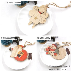 3PCS/Lot Multi Styles Printed Christmas Wooden Pendants Ornaments Wood Craft Gifts DIY Hanging Ornaments Christmas Decorations