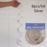 Happy Birthday Decorative 6pc/pack Metallic Ceiling Hanging Swirl for Baby Shower Wedding Halloween Birthday Party Decoration