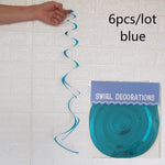 Happy Birthday Decorative 6pc/pack Metallic Ceiling Hanging Swirl for Baby Shower Wedding Halloween Birthday Party Decoration