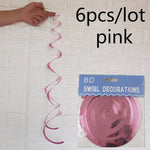 Happy Birthday Decorative 6pc/pack Metallic Ceiling Hanging Swirl for Baby Shower Wedding Halloween Birthday Party Decoration