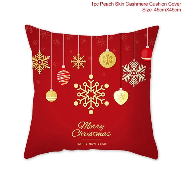 45x45cm Cotton Linen Merry Christmas Cover Cushion Christmas Decor for Home