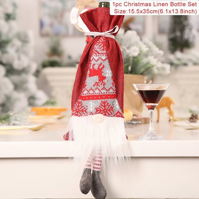 Christmas Wine Bottle Cover Christmas Decorations For Home Santa Claus Christmas Ornament Table Decor