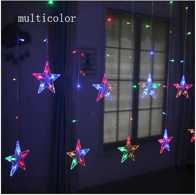 2.5M LED Christmas Star Curtain Lights 220V EU Outdoor/Indoor Garland String Fairy Lamp For Party Wedding Holiday Decoration