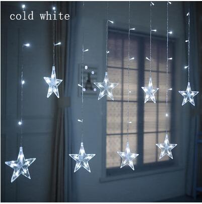 2.5M LED Christmas Star Curtain Lights 220V EU Outdoor/Indoor Garland String Fairy Lamp For Party Wedding Holiday Decoration