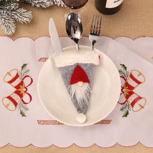 Santa Hat Reindeer Christmas New Year Pocket Fork Knife Cutlery Holder Bag Home Party Table Dinner Decoration Tableware 62417