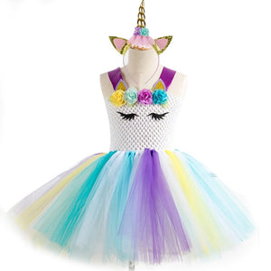 Unicorn Party Dress Kids Dresses For Girls Elsa Costume Halloween Dress Children Girls Princess Dress Baby Christmas Clothes