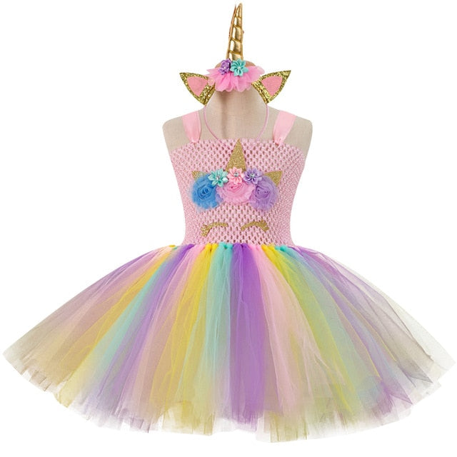 Unicorn Party Dress Kids Dresses For Girls Elsa Costume Halloween Dress Children Girls Princess Dress Baby Christmas Clothes