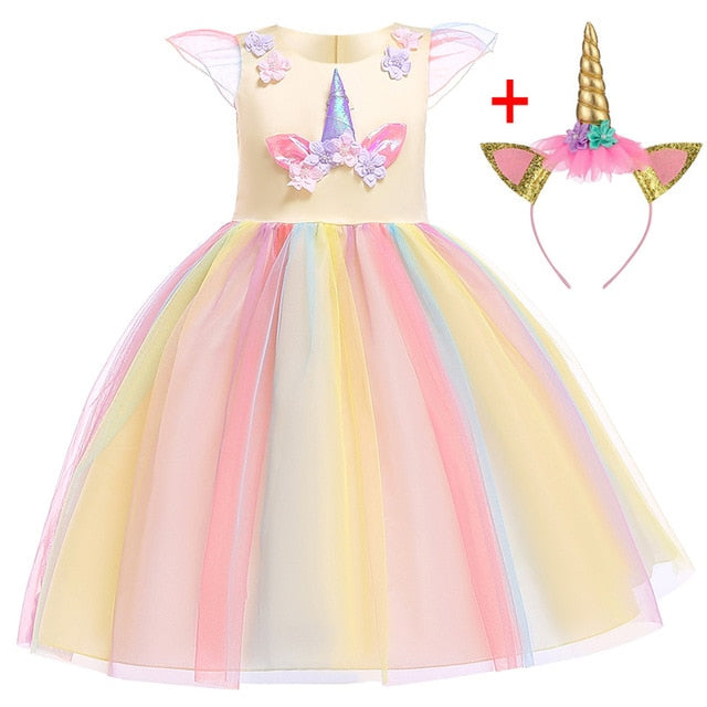 Unicorn Party Dress Kids Dresses For Girls Elsa Costume Halloween Dress Children Girls Princess Dress Baby Christmas Clothes