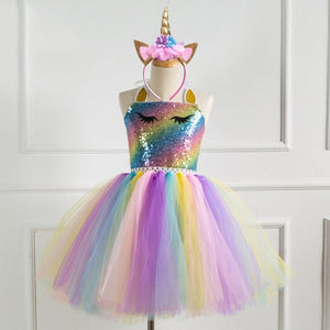 Unicorn Party Dress Kids Dresses For Girls Elsa Costume Halloween Dress Children Girls Princess Dress Baby Christmas Clothes