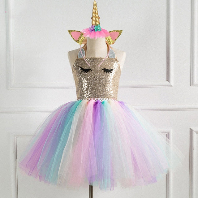 Unicorn Party Dress Kids Dresses For Girls Elsa Costume Halloween Dress Children Girls Princess Dress Baby Christmas Clothes