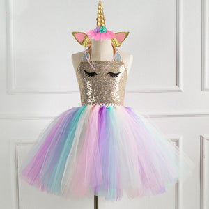 Unicorn Party Dress Kids Dresses For Girls Elsa Costume Halloween Dress Children Girls Princess Dress Baby Christmas Clothes