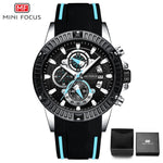 MINIFOCUS Mens Watches Top Brand Luxury Sport Wrist Watch Men Waterproof Quartz Wristwatch Relogio Masculino Blue Silicone Strap