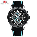 MINIFOCUS Mens Watches Top Brand Luxury Sport Wrist Watch Men Waterproof Quartz Wristwatch Relogio Masculino Blue Silicone Strap