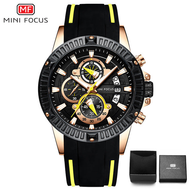 MINIFOCUS Mens Watches Top Brand Luxury Sport Wrist Watch Men Waterproof Quartz Wristwatch Relogio Masculino Blue Silicone Strap