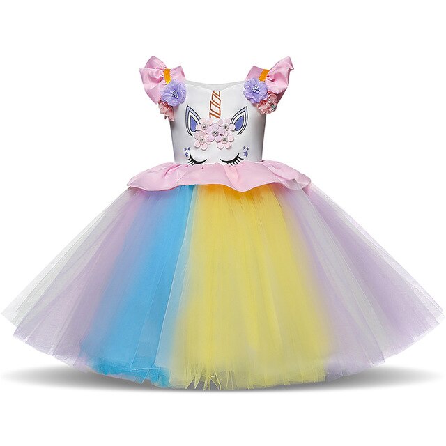 Rainbow Dress For Toddler Girls Dresses Kids Party Unicornio Girls Clothes Summer Tutu Cartoon Clothing Christmas Halloween Wear