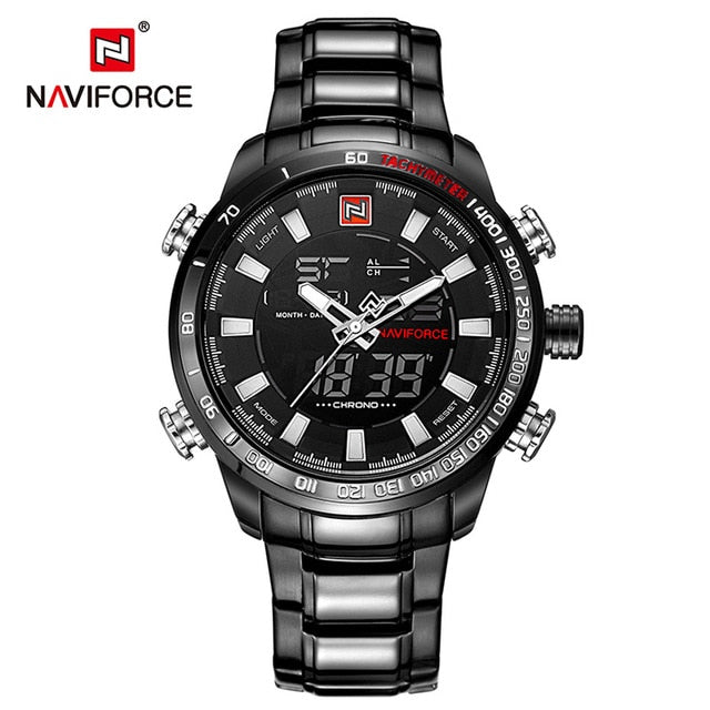 NAVIFORCE Luxury Brand Men Military Sport Watches Men's Digital Quartz Clock Full Steel Waterproof Wrist Watch relogio masculino