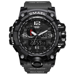 SMAEL Brand Men Sports Watches Dual Display Analog Digital LED Electronic Quartz Wristwatches Waterproof Swimming Military Watch