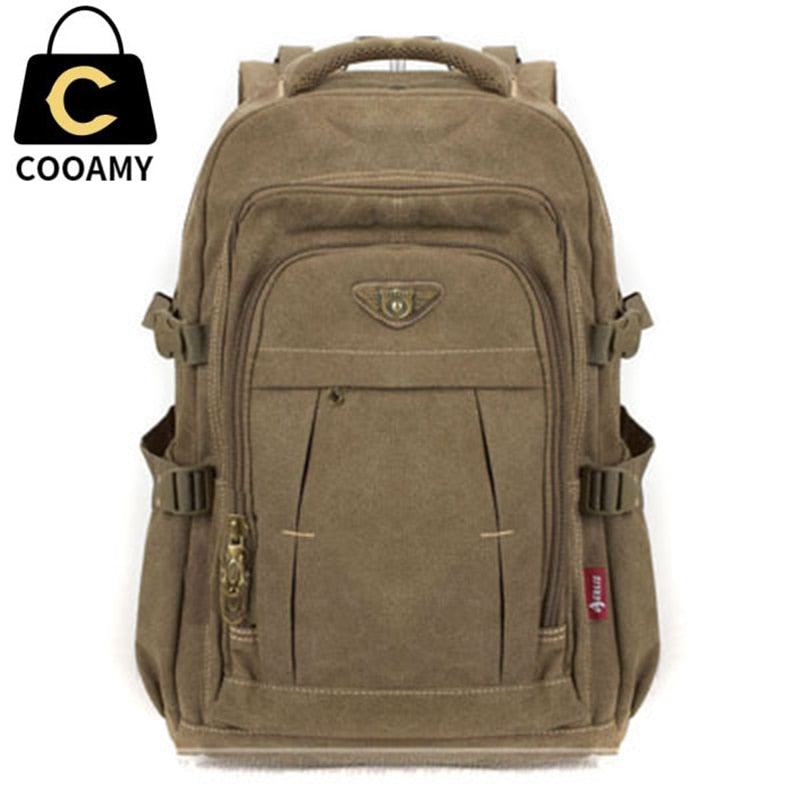 Men's Military Canvas Backpack Zipper Rucksacks Laptop Travel Shoulder Mochila Notebook Schoolbags Vintage College School Bags