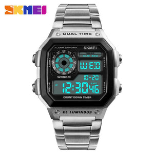 SKMEI Business Men Watches Waterproof Casual Watch Stainless Steel Digital Wristwatch Clock Relogio Masculino Erkek Kol Saati