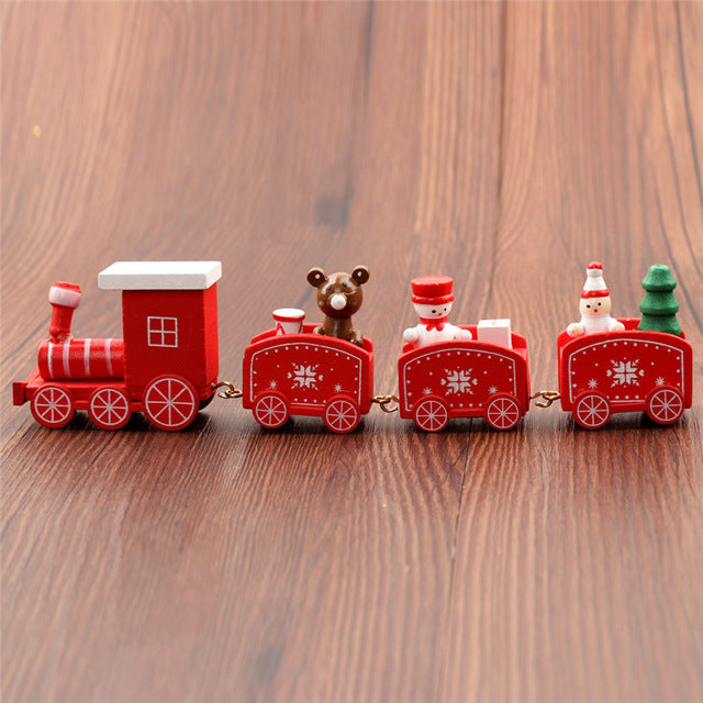 New Christmas Train Painted Wood Christmas Decoration for Home with Santa/bear Xmas kid toys gift ornament navidad new year Gift