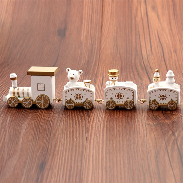 New Christmas Train Painted Wood Christmas Decoration for Home with Santa/bear Xmas kid toys gift ornament navidad new year Gift