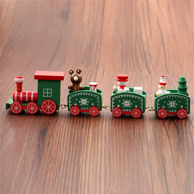 New Christmas Train Painted Wood Christmas Decoration for Home with Santa/bear Xmas kid toys gift ornament navidad new year Gift