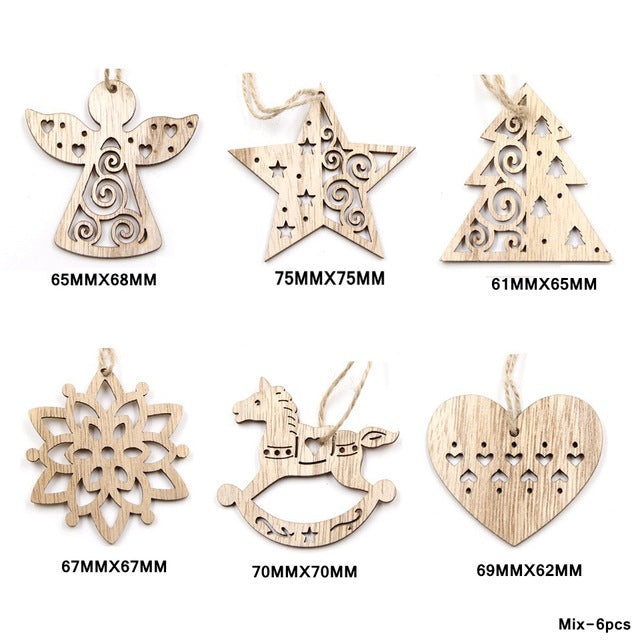 Multi Style Creative Wood Craft Christmas Wooden Pendants Ornaments Kids Gift DIY Xmas Tree Ornament Christmas Party Decorations