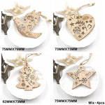 Multi Style Creative Wood Craft Christmas Wooden Pendants Ornaments Kids Gift DIY Xmas Tree Ornament Christmas Party Decorations