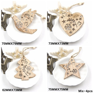 Multi Style Creative Wood Craft Christmas Wooden Pendants Ornaments Kids Gift DIY Xmas Tree Ornament Christmas Party Decorations