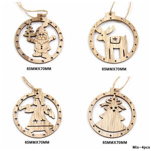 Multi Style Creative Wood Craft Christmas Wooden Pendants Ornaments Kids Gift DIY Xmas Tree Ornament Christmas Party Decorations