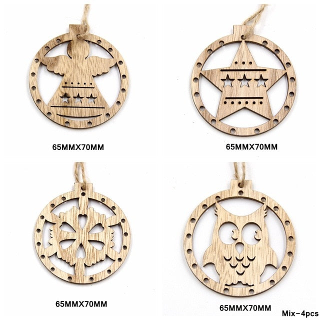 Multi Style Creative Wood Craft Christmas Wooden Pendants Ornaments Kids Gift DIY Xmas Tree Ornament Christmas Party Decorations