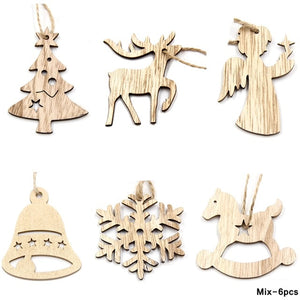 Multi Style Creative Wood Craft Christmas Wooden Pendants Ornaments Kids Gift DIY Xmas Tree Ornament Christmas Party Decorations