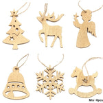 Multi Style Creative Wood Craft Christmas Wooden Pendants Ornaments Kids Gift DIY Xmas Tree Ornament Christmas Party Decorations