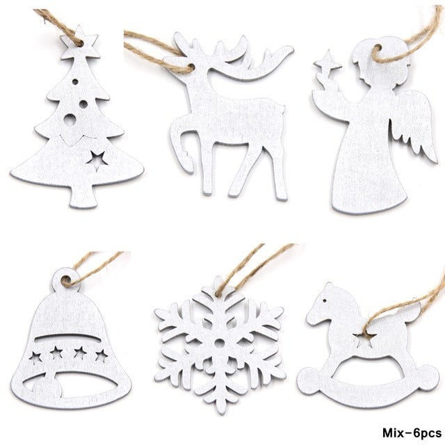 Multi Style Creative Wood Craft Christmas Wooden Pendants Ornaments Kids Gift DIY Xmas Tree Ornament Christmas Party Decorations