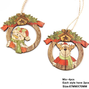 Multi Style Creative Wood Craft Christmas Wooden Pendants Ornaments Kids Gift DIY Xmas Tree Ornament Christmas Party Decorations