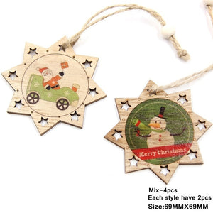 Multi Style Creative Wood Craft Christmas Wooden Pendants Ornaments Kids Gift DIY Xmas Tree Ornament Christmas Party Decorations