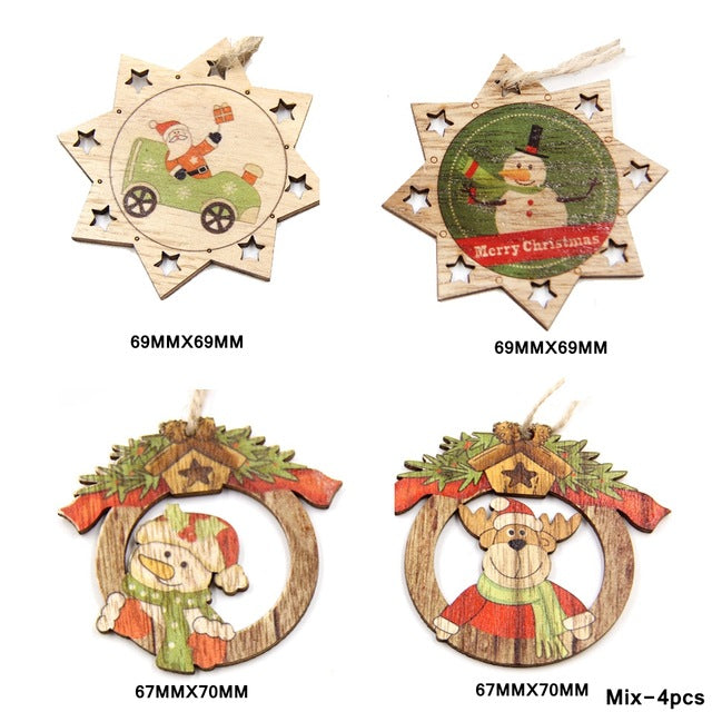 Multi Style Creative Wood Craft Christmas Wooden Pendants Ornaments Kids Gift DIY Xmas Tree Ornament Christmas Party Decorations