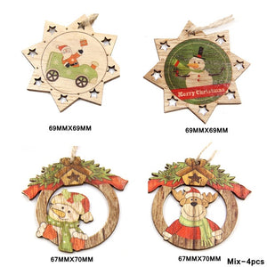 Multi Style Creative Wood Craft Christmas Wooden Pendants Ornaments Kids Gift DIY Xmas Tree Ornament Christmas Party Decorations