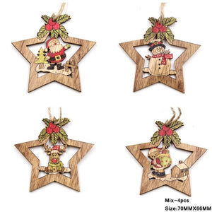 Multi Style Creative Wood Craft Christmas Wooden Pendants Ornaments Kids Gift DIY Xmas Tree Ornament Christmas Party Decorations