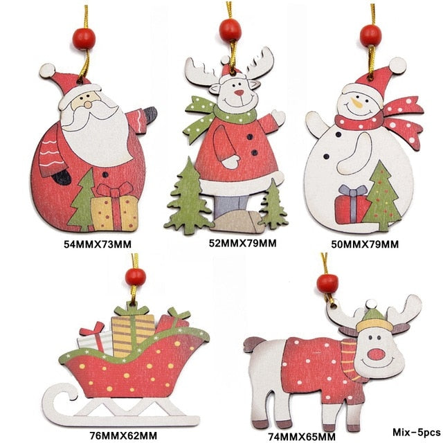 Multi Style Creative Wood Craft Christmas Wooden Pendants Ornaments Kids Gift DIY Xmas Tree Ornament Christmas Party Decorations