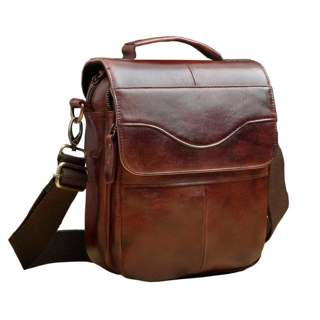 Quality Original Leather Male Casual Shoulder Messenger bag Cowhide Fashion Cross-body Bag 8" Pad Tote Mochila Satchel bag 144