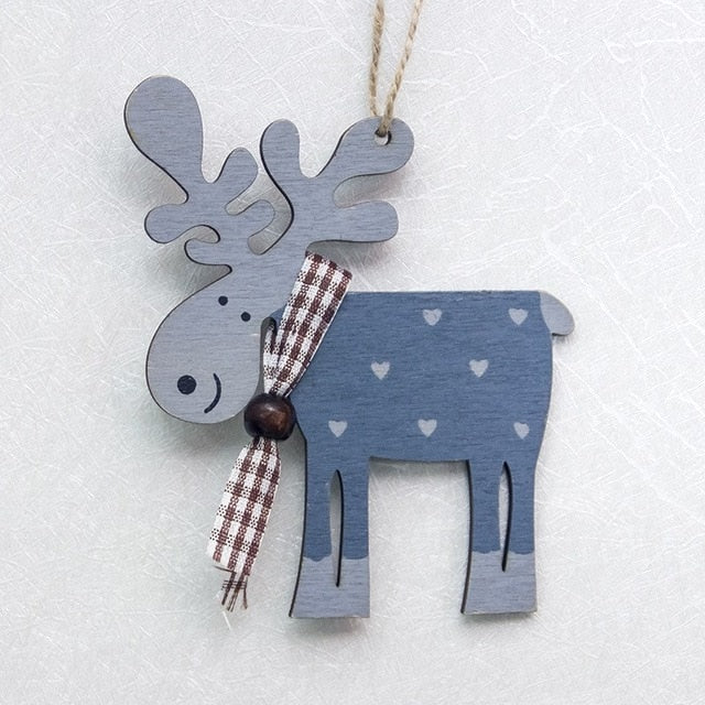 Christmas Tree Decor Wood Painted Elk Pendant 1 Pc Xmas Party Decor Deer Pendants Christmas Decoration for Home