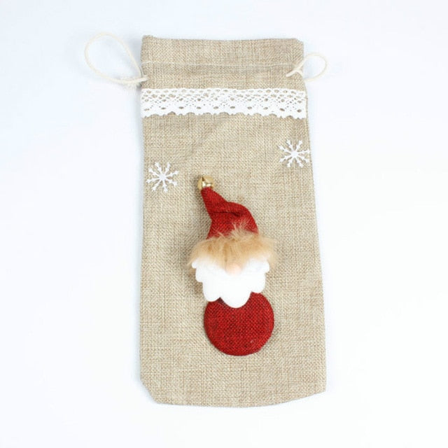 Christmas Decorations for Home Santa Claus Wine Bottle Cover Bag Snowman Stocking Gift Holders Xmas Decor New Year