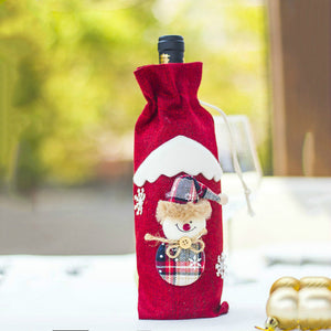 Christmas Decorations for Home Santa Claus Wine Bottle Cover Bag Snowman Stocking Gift Holders Xmas Decor New Year