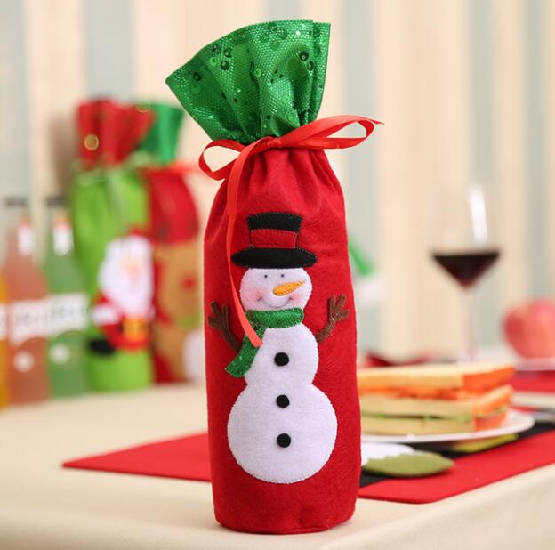 Christmas Decorations for Home Santa Claus Wine Bottle Cover Bag Snowman Stocking Gift Holders Xmas Decor New Year