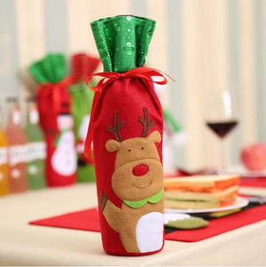 Christmas Decorations for Home Santa Claus Wine Bottle Cover Bag Snowman Stocking Gift Holders Xmas Decor New Year