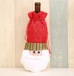 Christmas Decorations for Home Santa Claus Wine Bottle Cover Bag Snowman Stocking Gift Holders Xmas Decor New Year